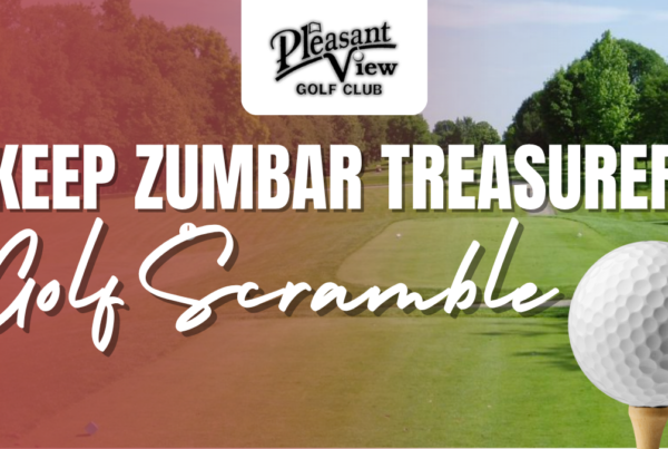 Promotional flyer for the Keep Zumbar Treasurer 2026 Golf Scramble Fundraiser at Pleasant View Golf Club on Saturday, Sept. 26th. Features event details, pricing, schedule, and contact information.